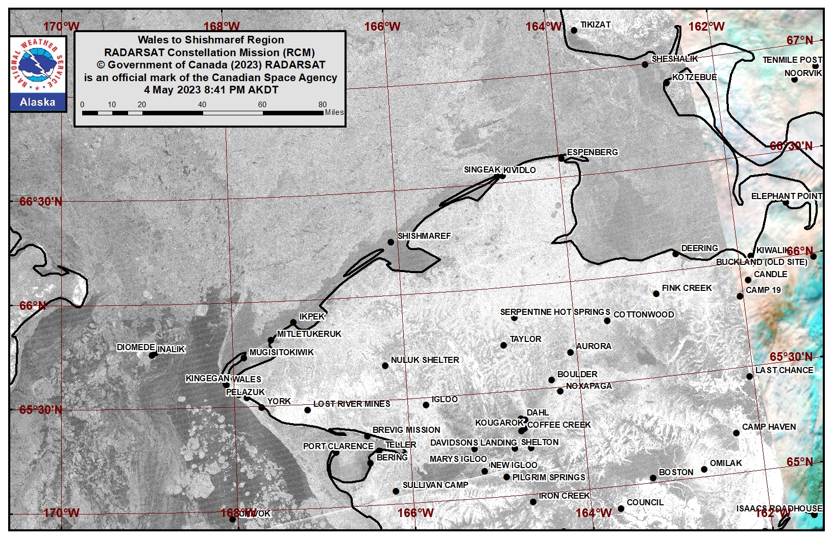Wales to Shishmaref Area Satellite Image Wales to Shishmaref Area Satellite Image