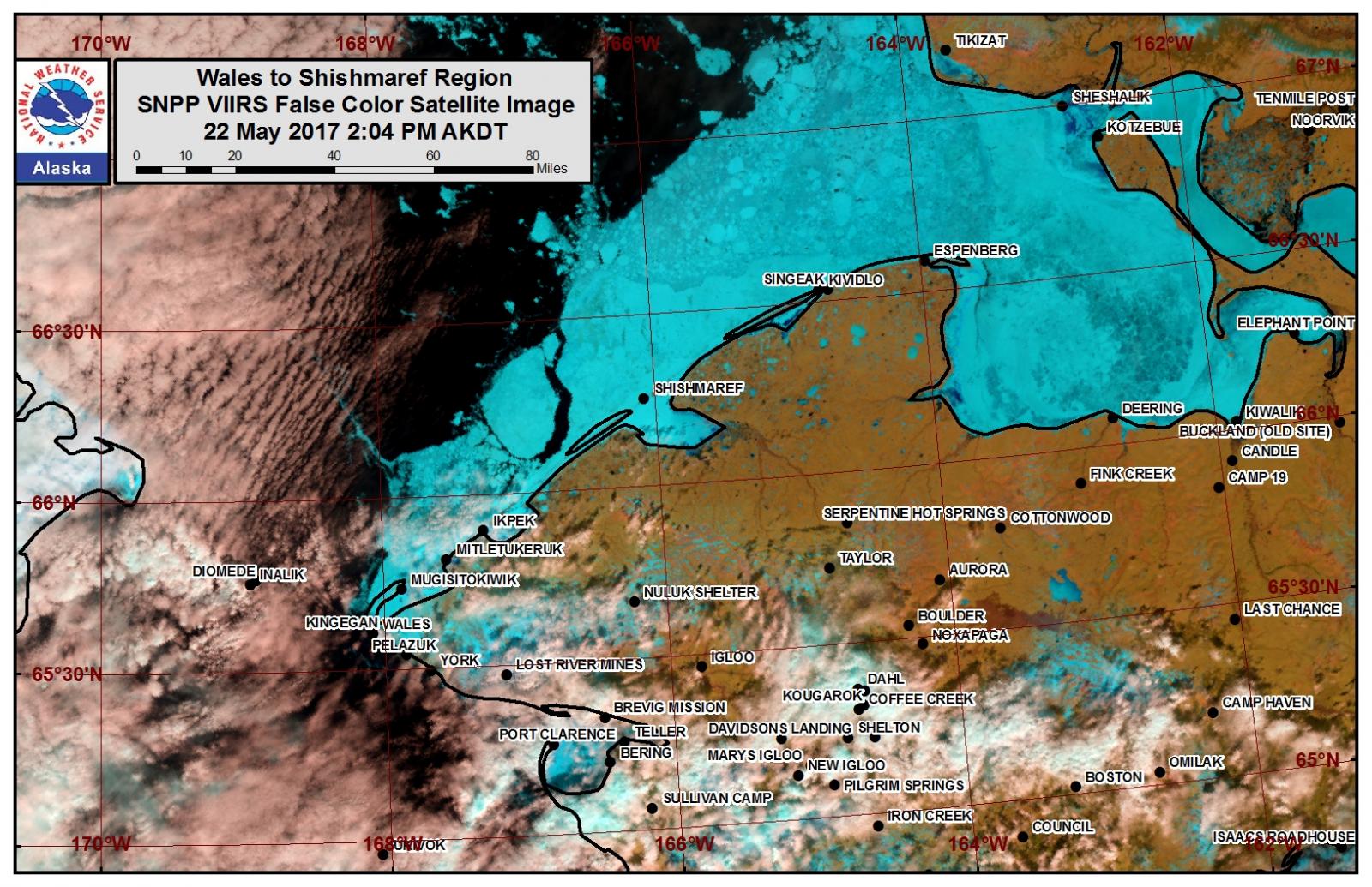 Wales to Shishmaref region satellite image Wales to Shishmaref