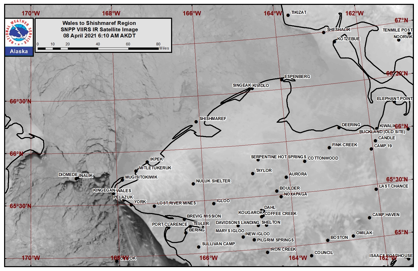 Wales to Shishmaref area satellite image Wales to Shishmaref area satellite image