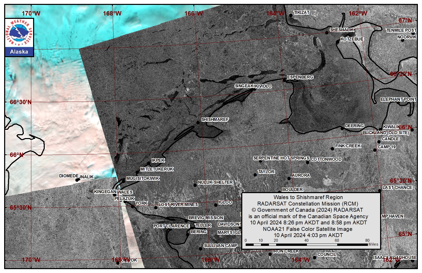 Wales to Shishmaref area satellite image. Wales to Shishmaref area satellite image.