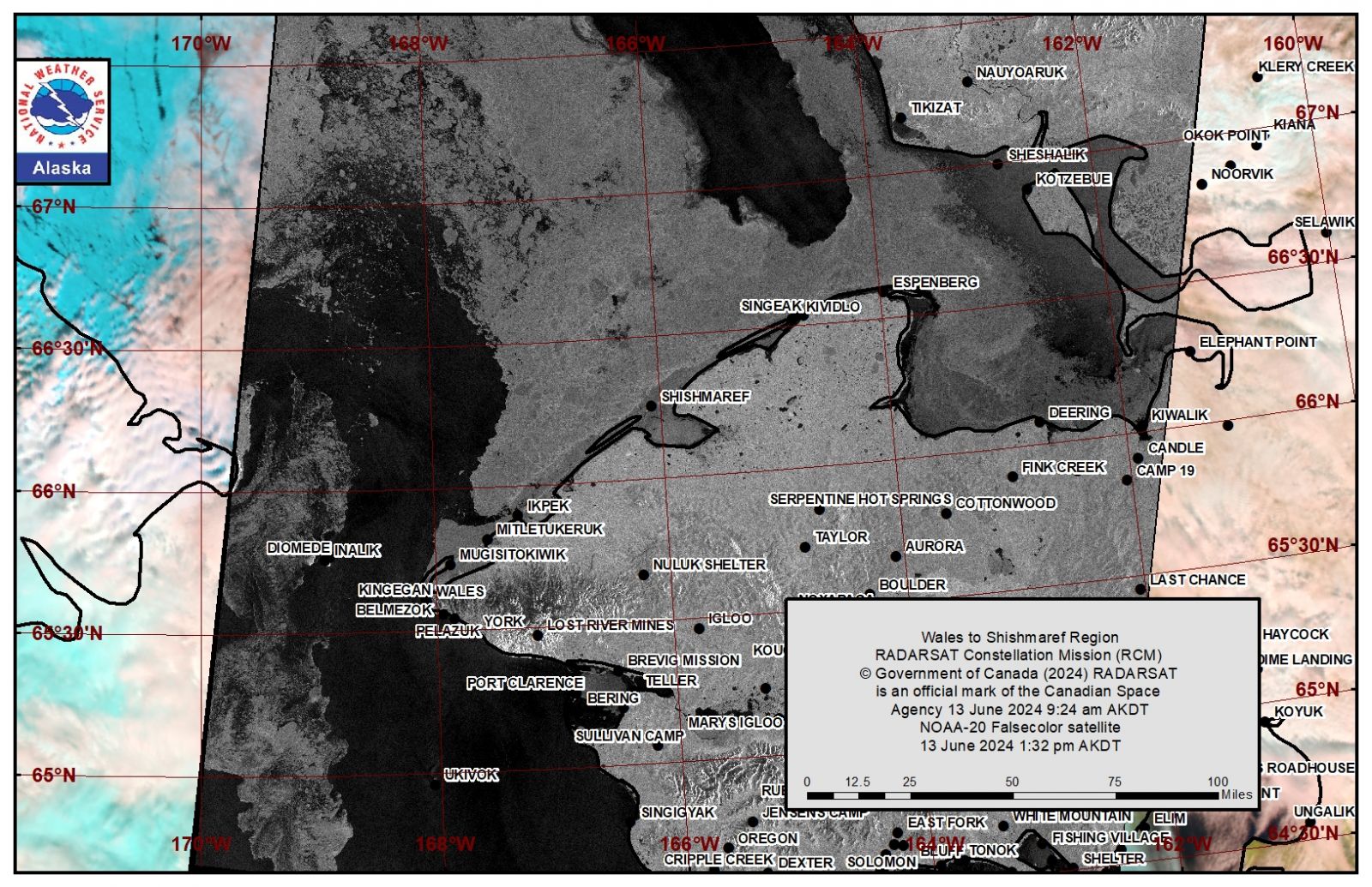 NWS Wales to Shishmaref Area Satellite Image NWS Wales to Shishmaref Area Satellite Image