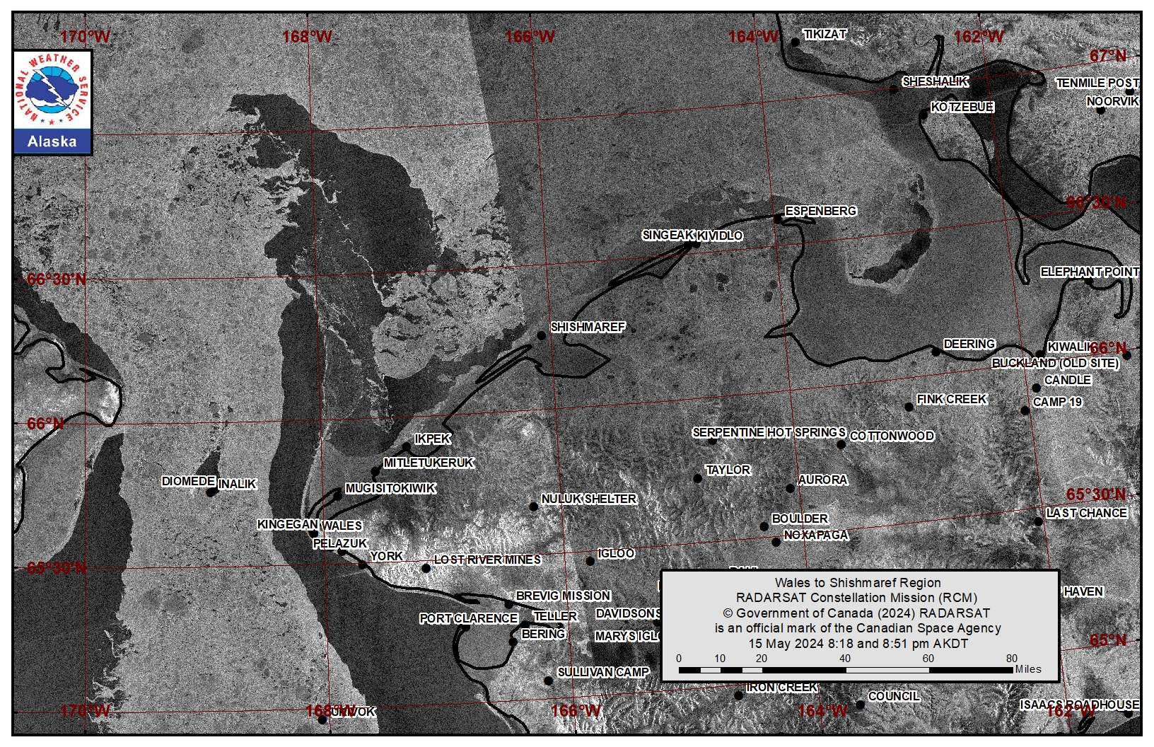NWS Wales to Shishmaref Area Satellite Image NWS Wales to Shishmaref Area Satellite Image