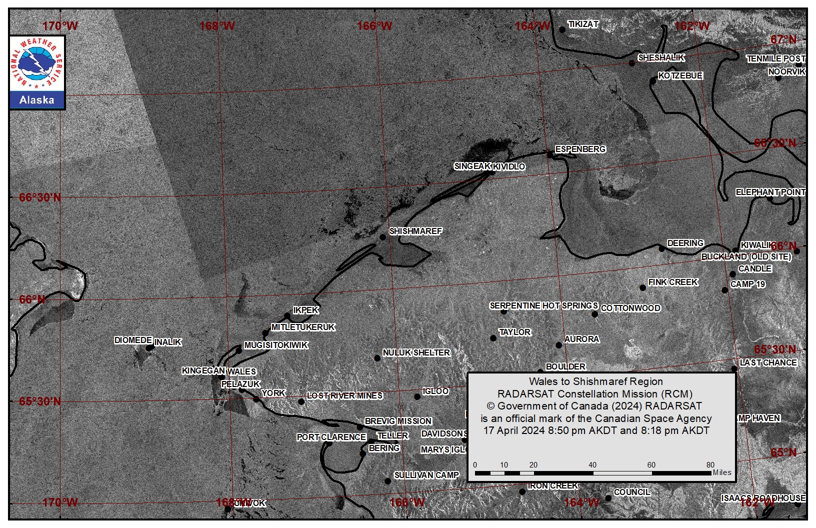 Wales to Shishmaref Area Satellite Image Wales to Shishmaref Area Satellite Image