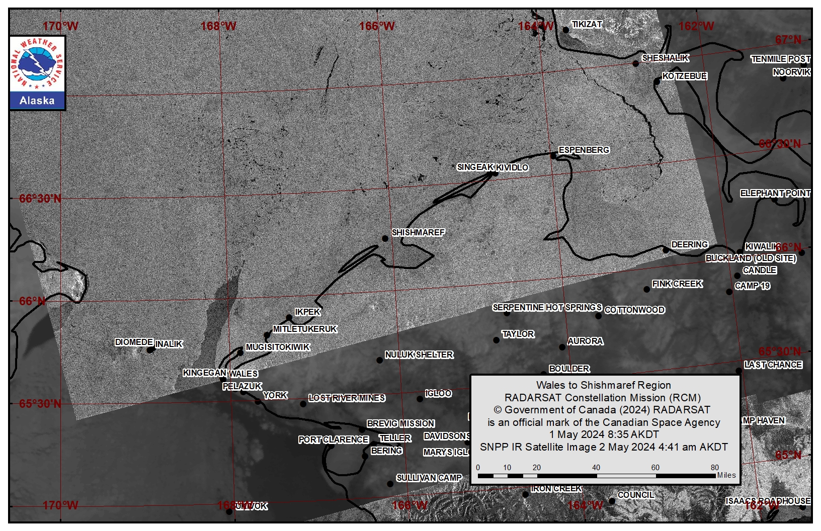 NWS Wales to Shishmaref Area Satellite Image NWS Wales to Shishmaref Area Satellite Image