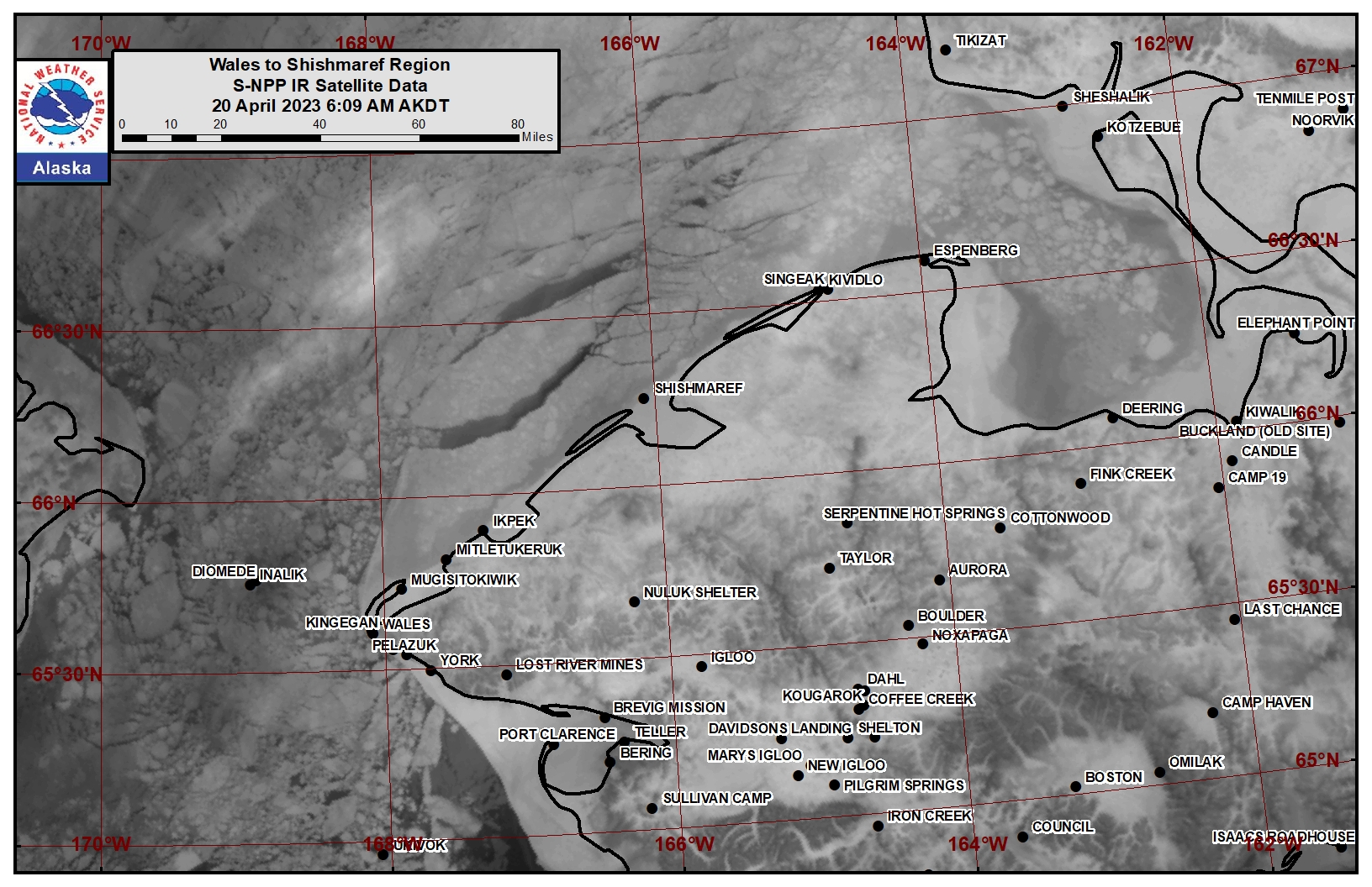 Wales to Shishmaref Area Satellite Image Wales to Shishmaref Area Satellite Image