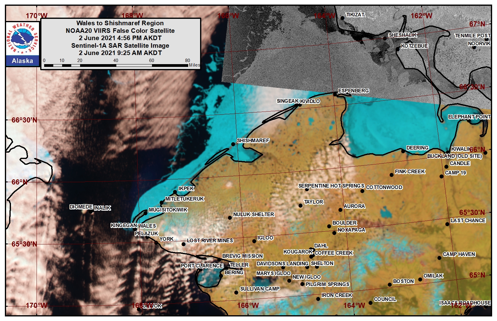 Wales to Shishmaref Area Satellite Image Wales to Shishmaref Area Satellite Image