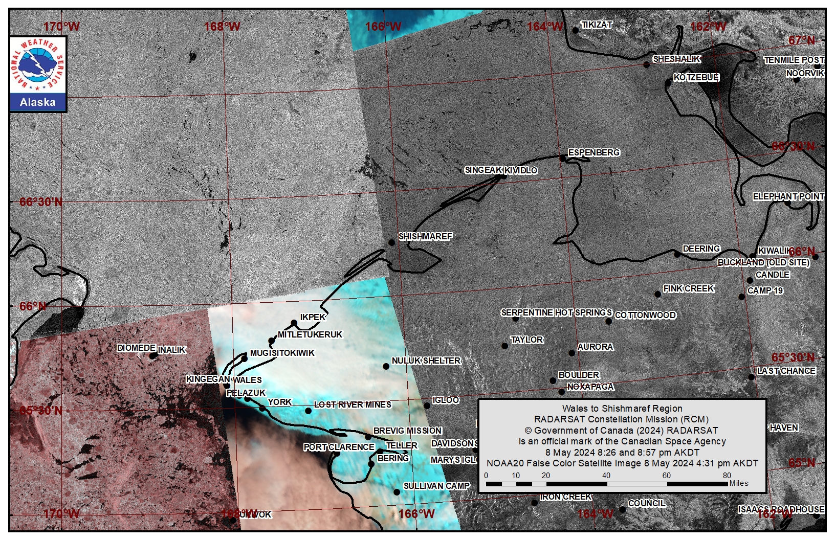 NWS Wales to Shishmaref Area Satellite Image NWS Wales to Shishmaref Area Satellite Image