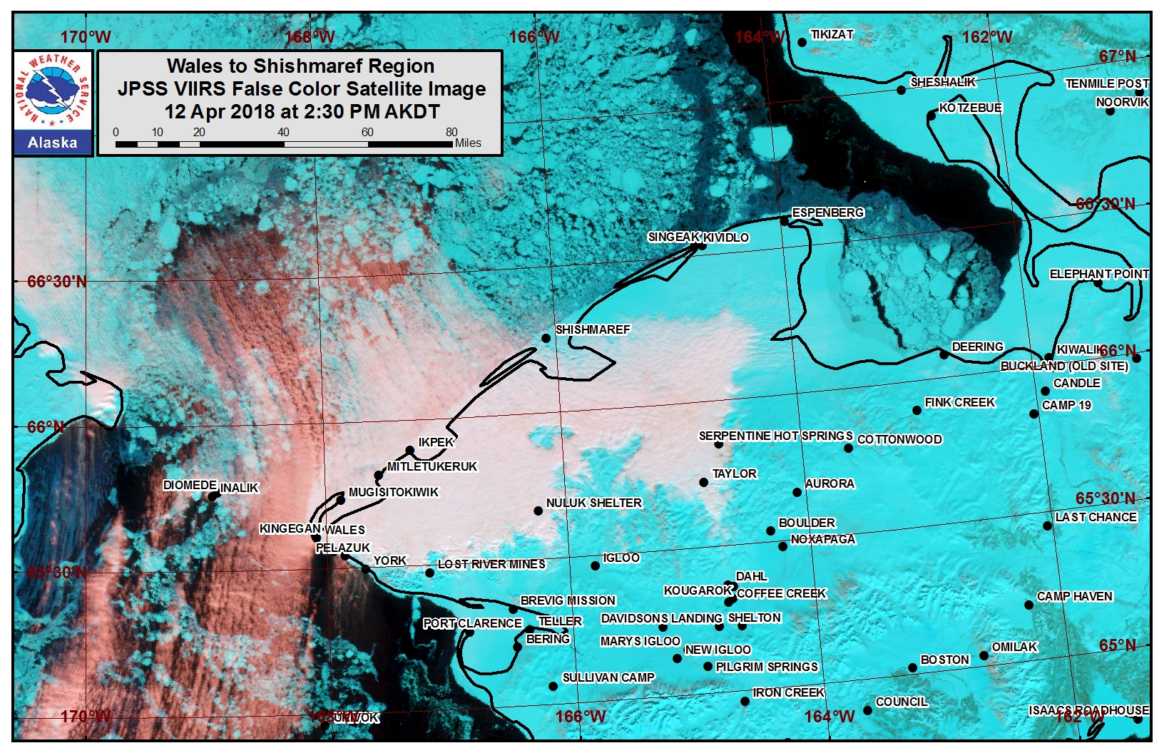 Wales to Shishmaref satellite image Wales to Shishmaref satellite image