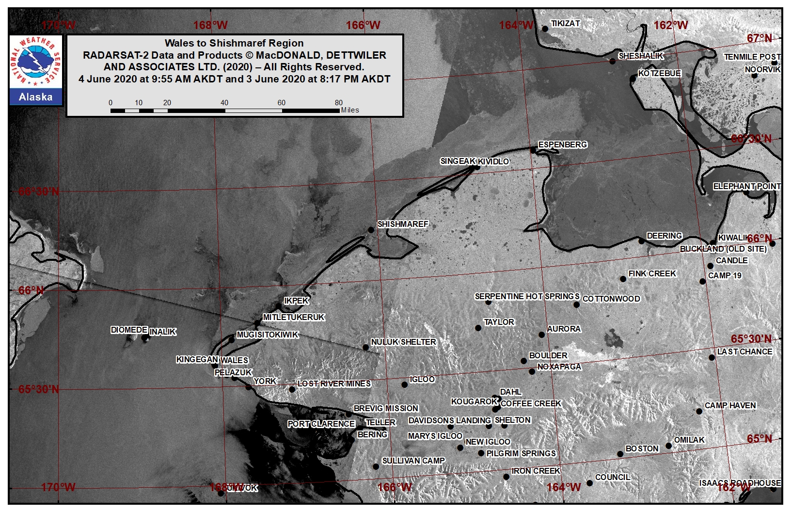 Wales to Shishmaref satellite image Wales to Shishmaref satellite image