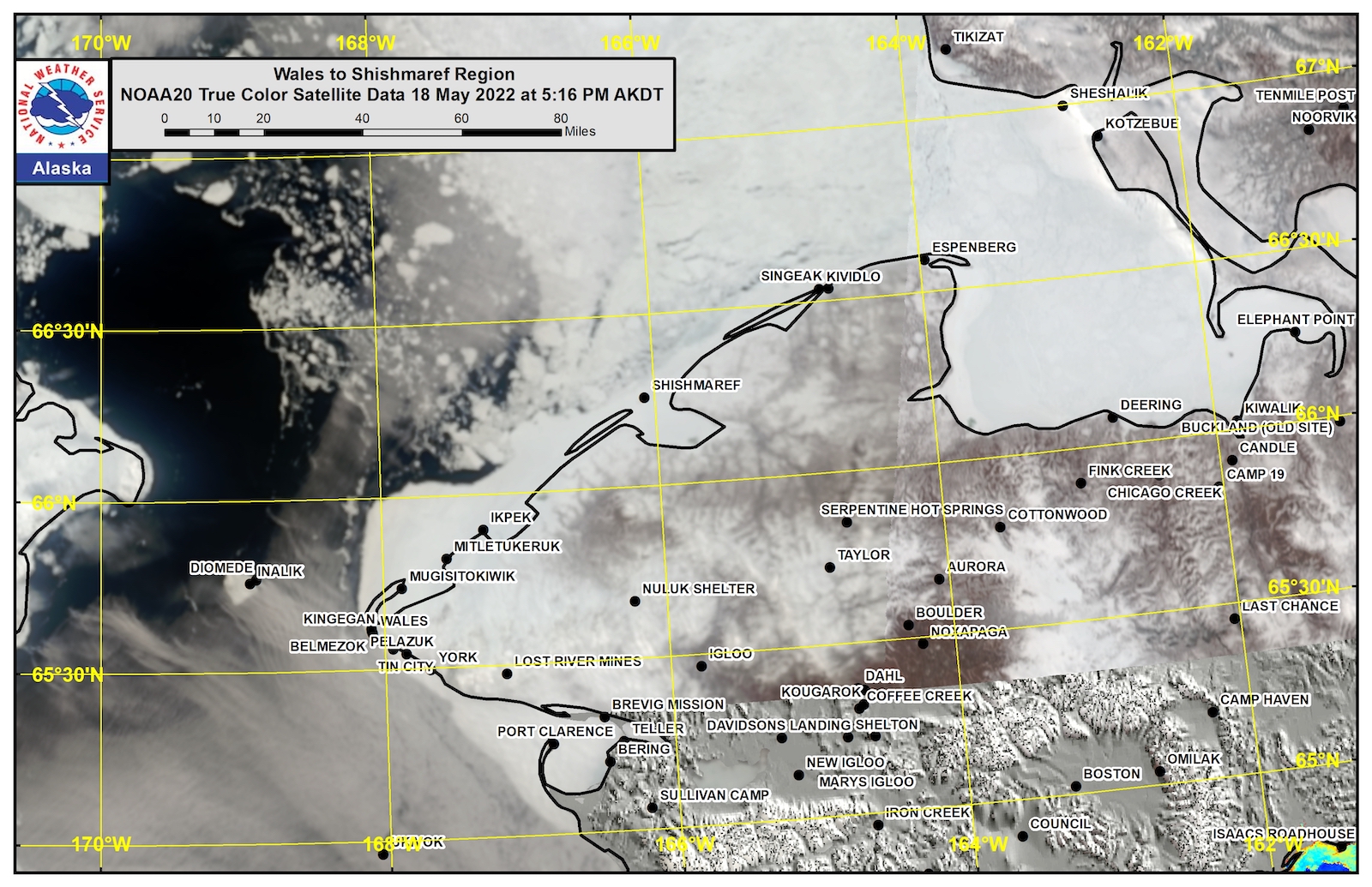 Wales to Shishmaref satellite image Wales to Shishmaref satellite image