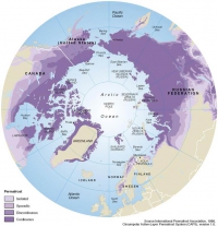 Figure 1: Purple shades outline areas of permafrost distribution and extent. Image courtesy of the International Permafrost Association.