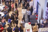 Participants at the 2018 Anchorage Arctic Research Day and North by North Festival network during the evening reception in the Anchorage Museum.  Photo courtesy of Institute of the North.