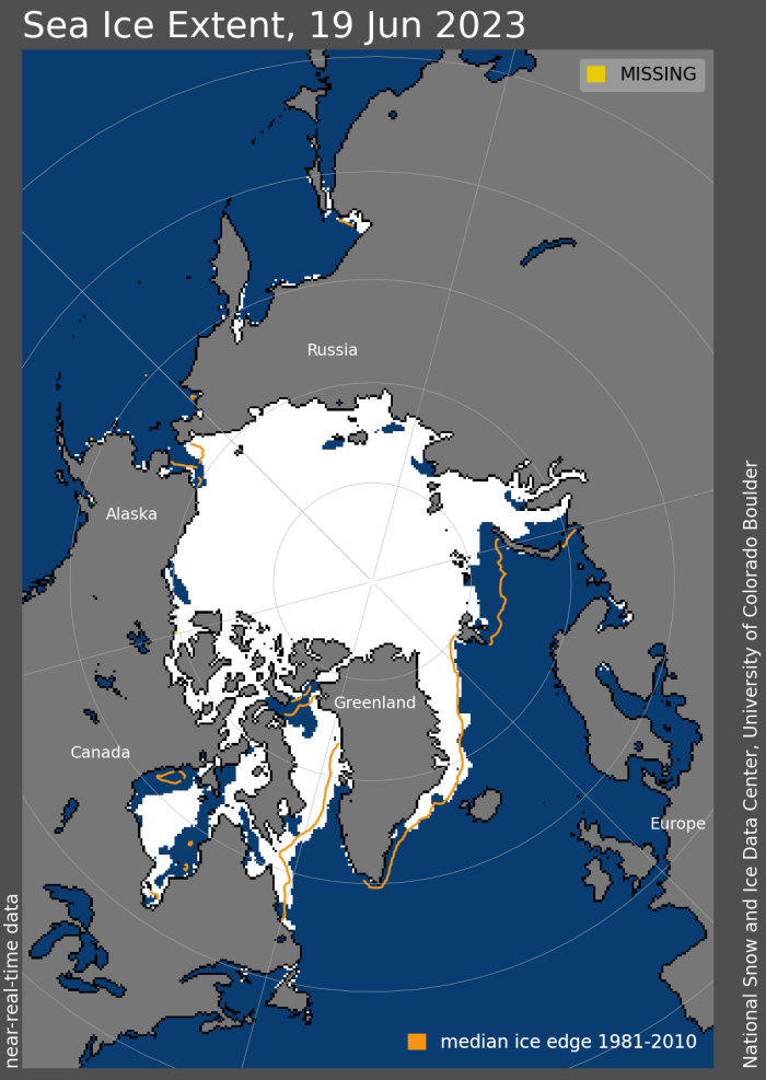 Figure 11. Sea ice extent for 19 June 2023.
