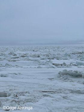 Weather and sea-ice conditions in Inaliq (Diomede) - view 2. Photo courtesy of Odge Ahkinga.