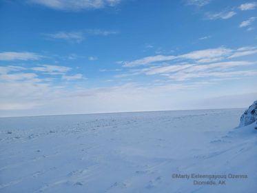Weather and sea-ice conditions at Diomede - view 1. Photo courtesy of Marty Eeleengayouq Ozenna.