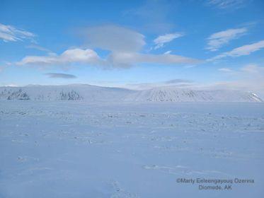 Weather and sea-ice conditions at Diomede - view 2. Photo courtesy of Marty Eeleengayouq Ozenna.