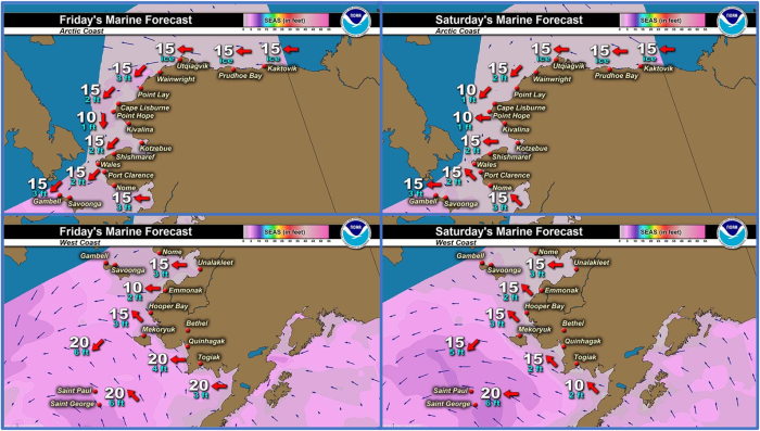 Forecasted wind speed and direction for Friday and Saturday 23–24 June 2023. For updated wind information visit https://www.weather.gov/afg/SIWO_overview. Forecasted wind speed and direction for Friday and Saturday 23–24 June 2023. For updated wind information visit https://www.weather.gov/afg/SIWO_overview.