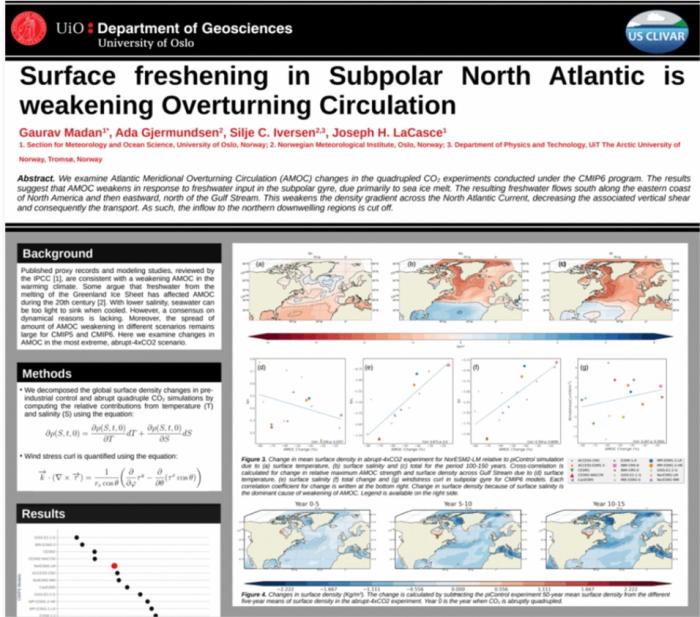 This CLIVAR poster is an example of Gaurav Madan&#39;s efforts to quantify the complex physical processes of large-scale ocean circulation in climate models.