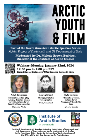 Flyer for Arctic Youth and Film webinar.