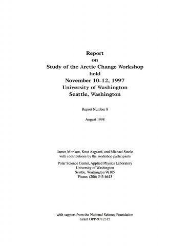 Report on Study of the Arctic Change Workshop