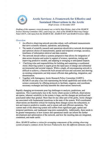 Arctic Services: A Framework for Effective and Sustained Observations in the Arctic