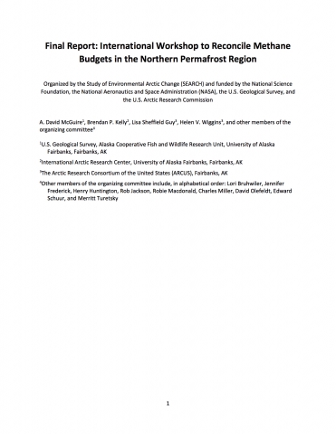 Final Report: International Workshop to Reconcile Methane Budgets in the Northern Permafrost Region