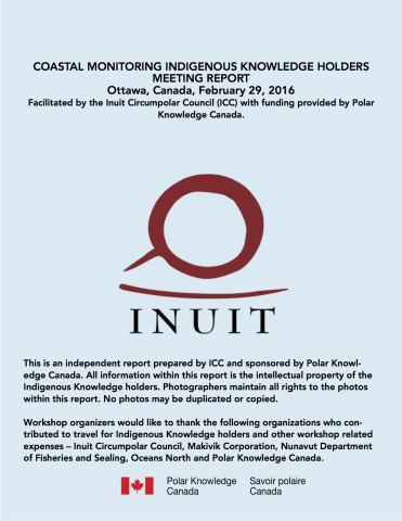 Coastal Monitoring Indigenous Knowledge Holders Meeting Report