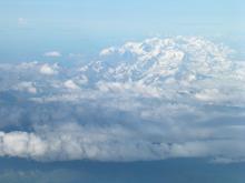 Flying over mountains in Alaska.