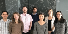 The first cohort of Data Science Fellows at NCEAS. Left to Right: Steven Chong, Stephanie Freund, Dominic Mullen, Mitchell Maier, Rachel Carlson, Emily O'Dean, Irene Steves. Photo courtesy of Kathryn Meyer.