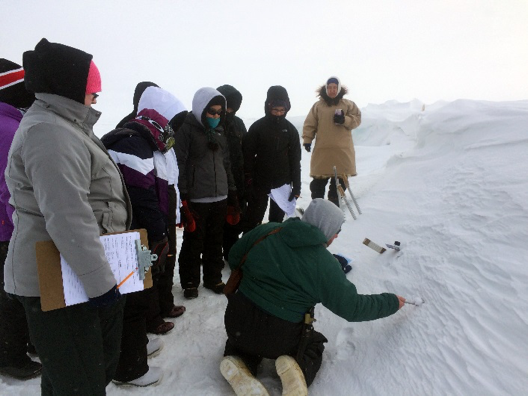 Students measure properties of snow