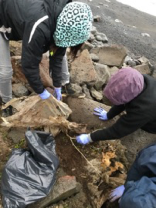 Sometimes debris was stuck under the rocks and difficult to remove, but students persevered!