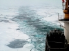 A trail of broken sea ice left behind the USCGC Healy.